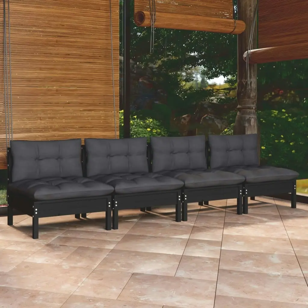 4-Seater Garden Sofa with Anthracite Cushions Solid Pinewood 3096128