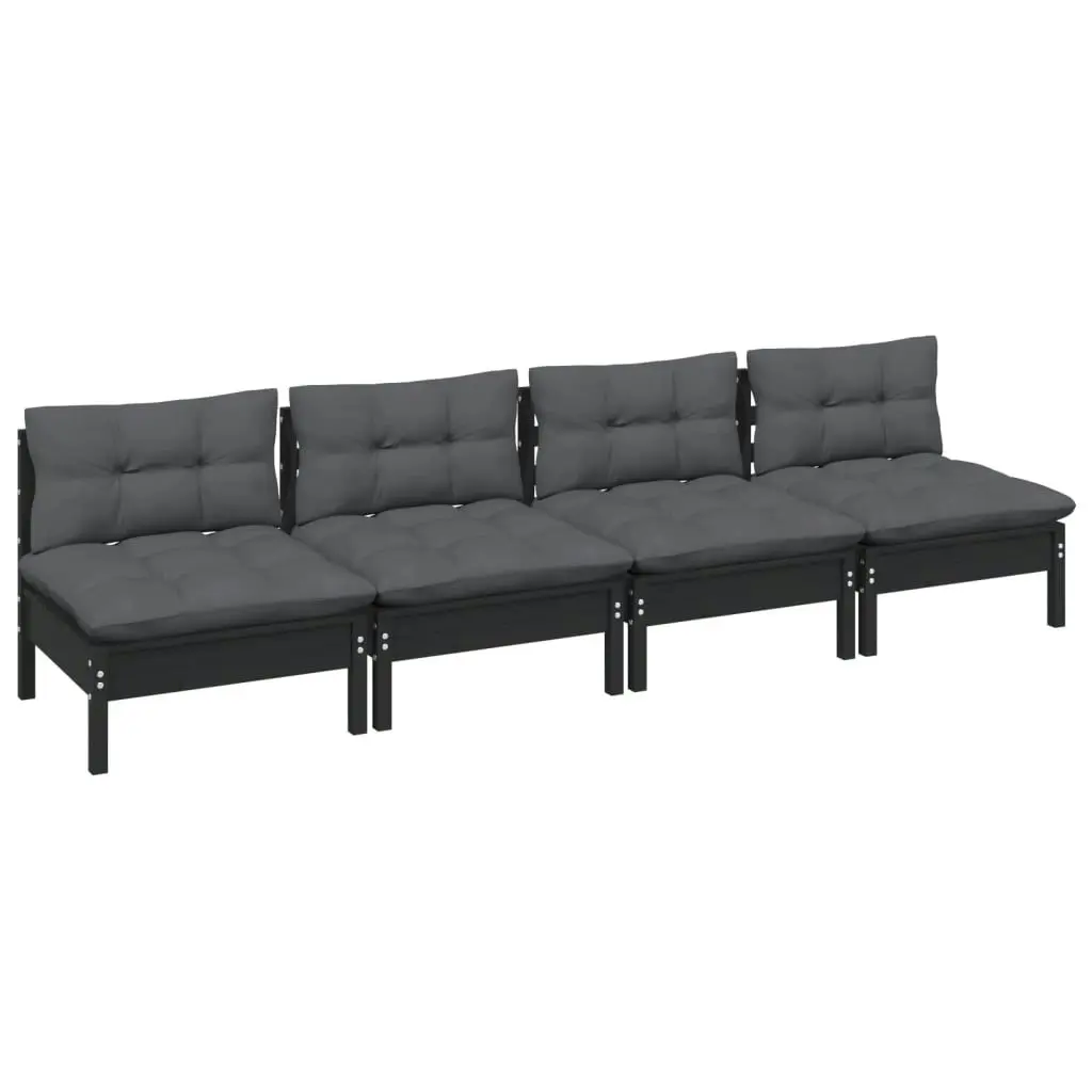 4-Seater Garden Sofa with Anthracite Cushions Solid Pinewood 3096128