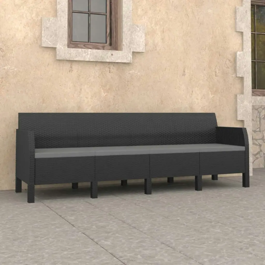 4-Seater Garden Sofa with Cushions Anthracite PP Rattan 3079669