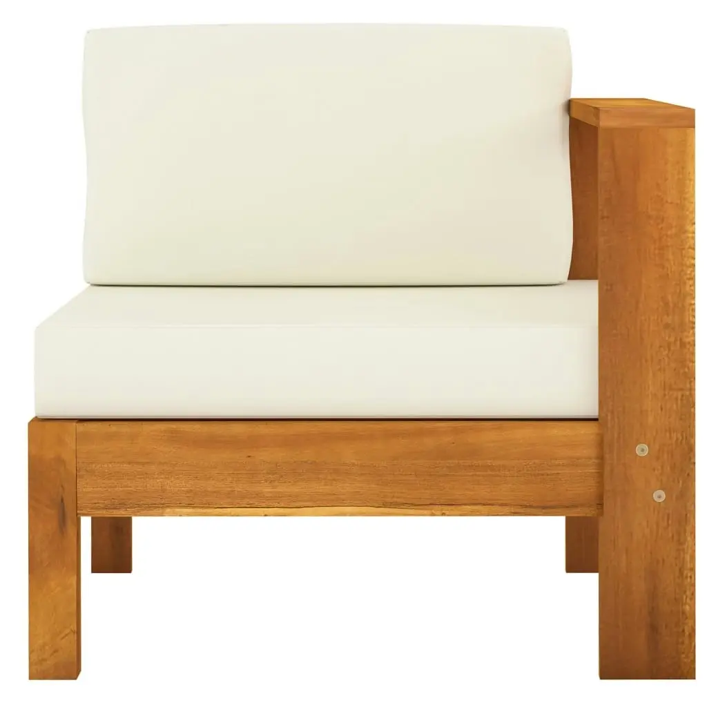 4-Seater Garden Sofa with Cream White Cushions Solid Acacia Wood 3057928