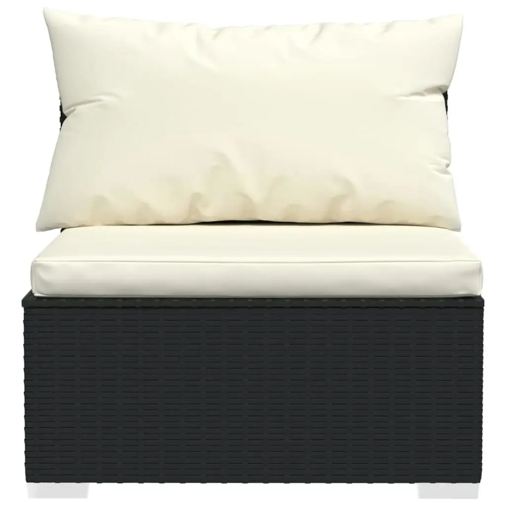 4-Seater Sofa with Cushions Black Poly Rattan 317497