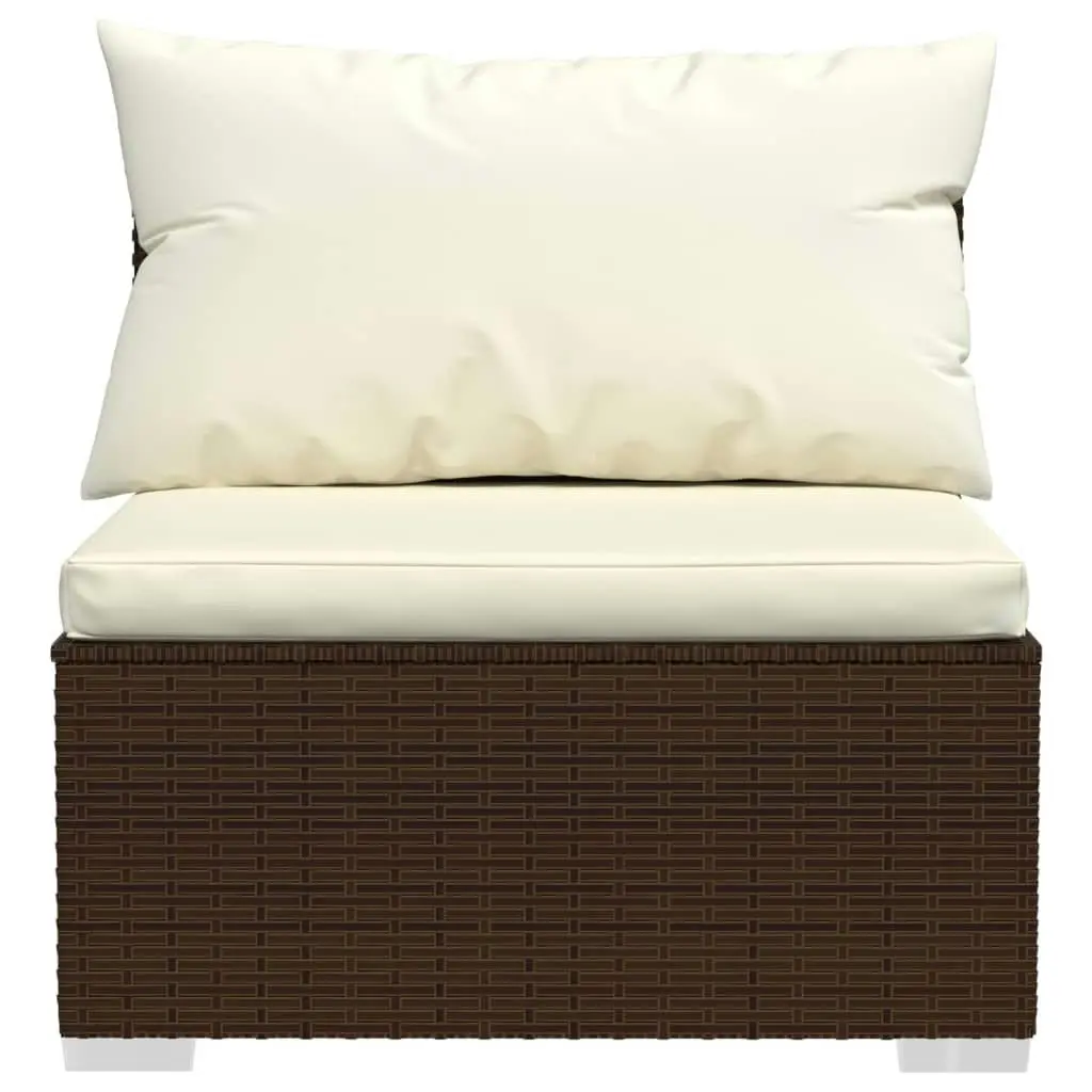 4-Seater Sofa with Cushions Brown Poly Rattan 317508