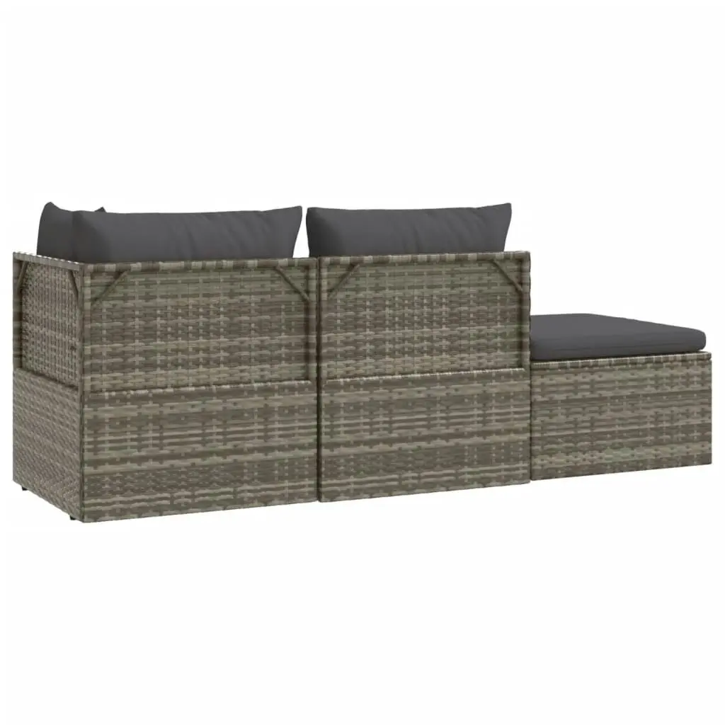 4 Piece Garden Lounge Set with Cushions Grey Poly Rattan 318676