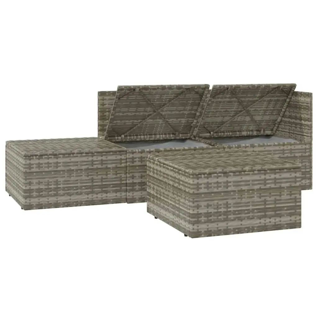 4 Piece Garden Lounge Set with Cushions Grey Poly Rattan 318676