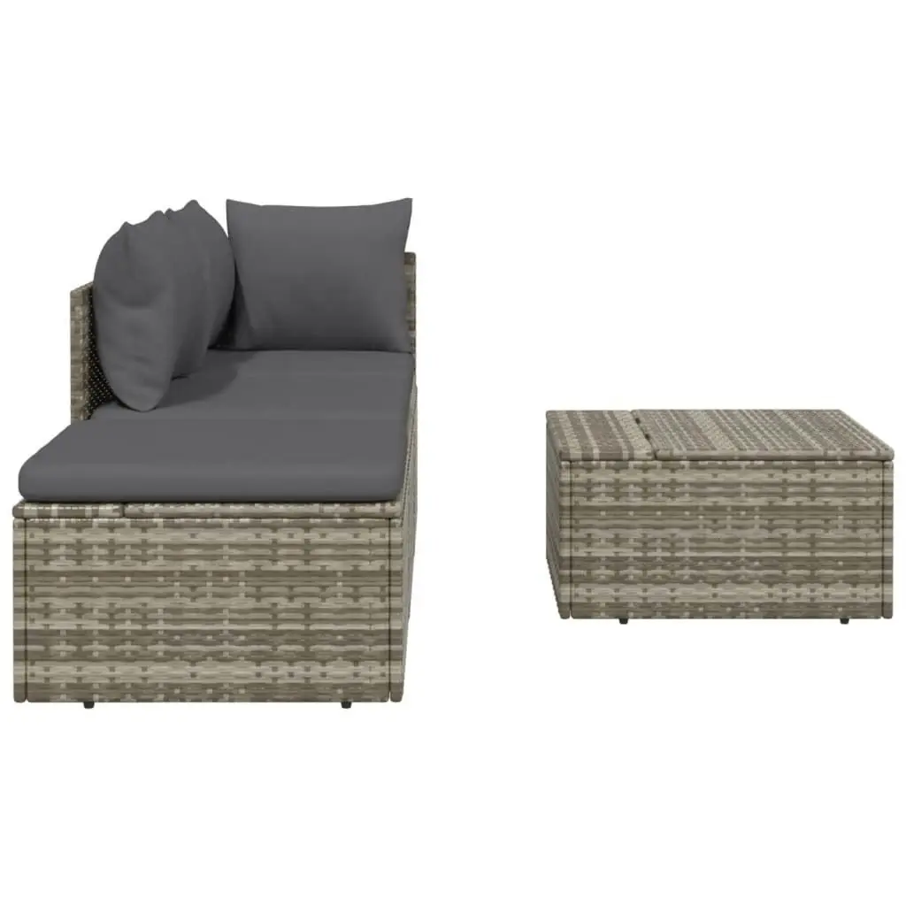 4 Piece Garden Lounge Set with Cushions Grey Poly Rattan 318676