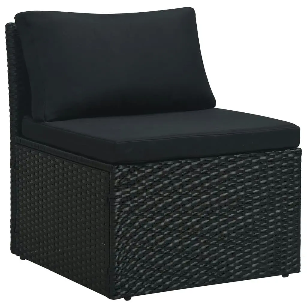 4 Piece Garden Lounge Set with Cushions Poly Rattan Black 47811