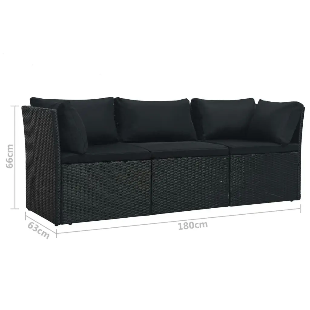 4 Piece Garden Lounge Set with Cushions Poly Rattan Black 47811