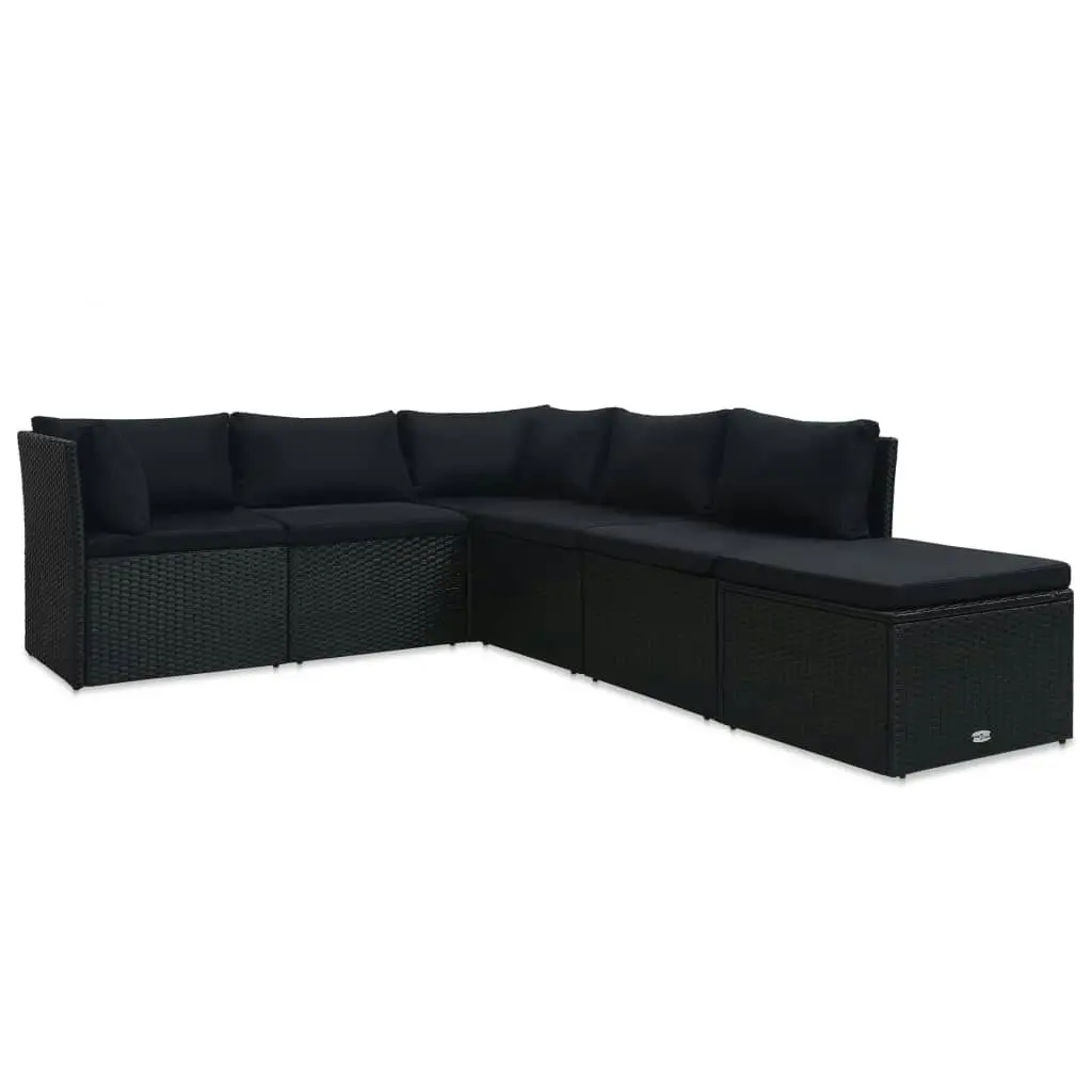 4 Piece Garden Lounge Set with Cushions Poly Rattan Black 47811