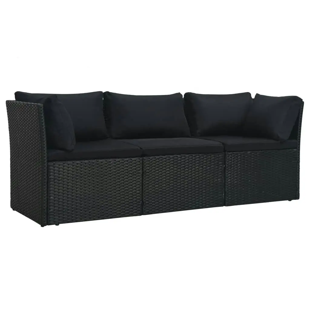 4 Piece Garden Lounge Set with Cushions Poly Rattan Black 47811