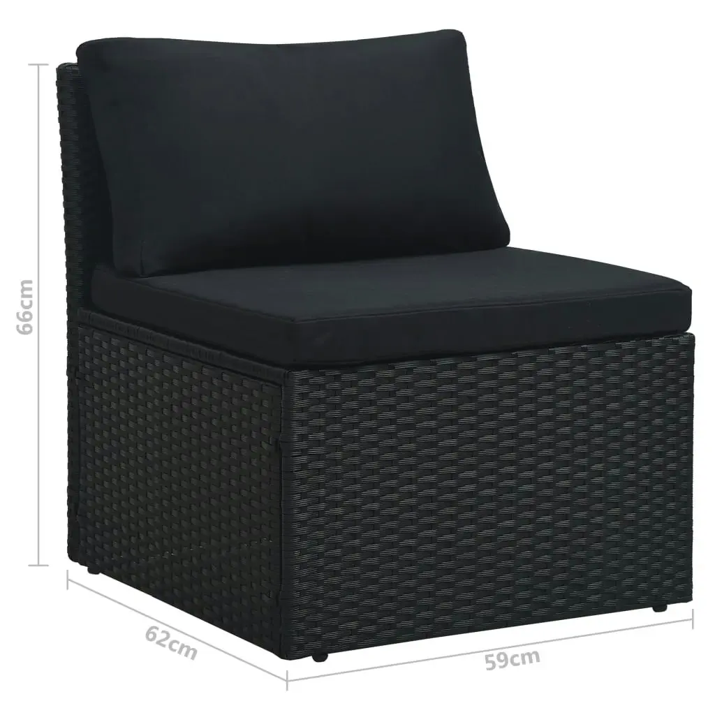 4 Piece Garden Lounge Set with Cushions Poly Rattan Black 47811