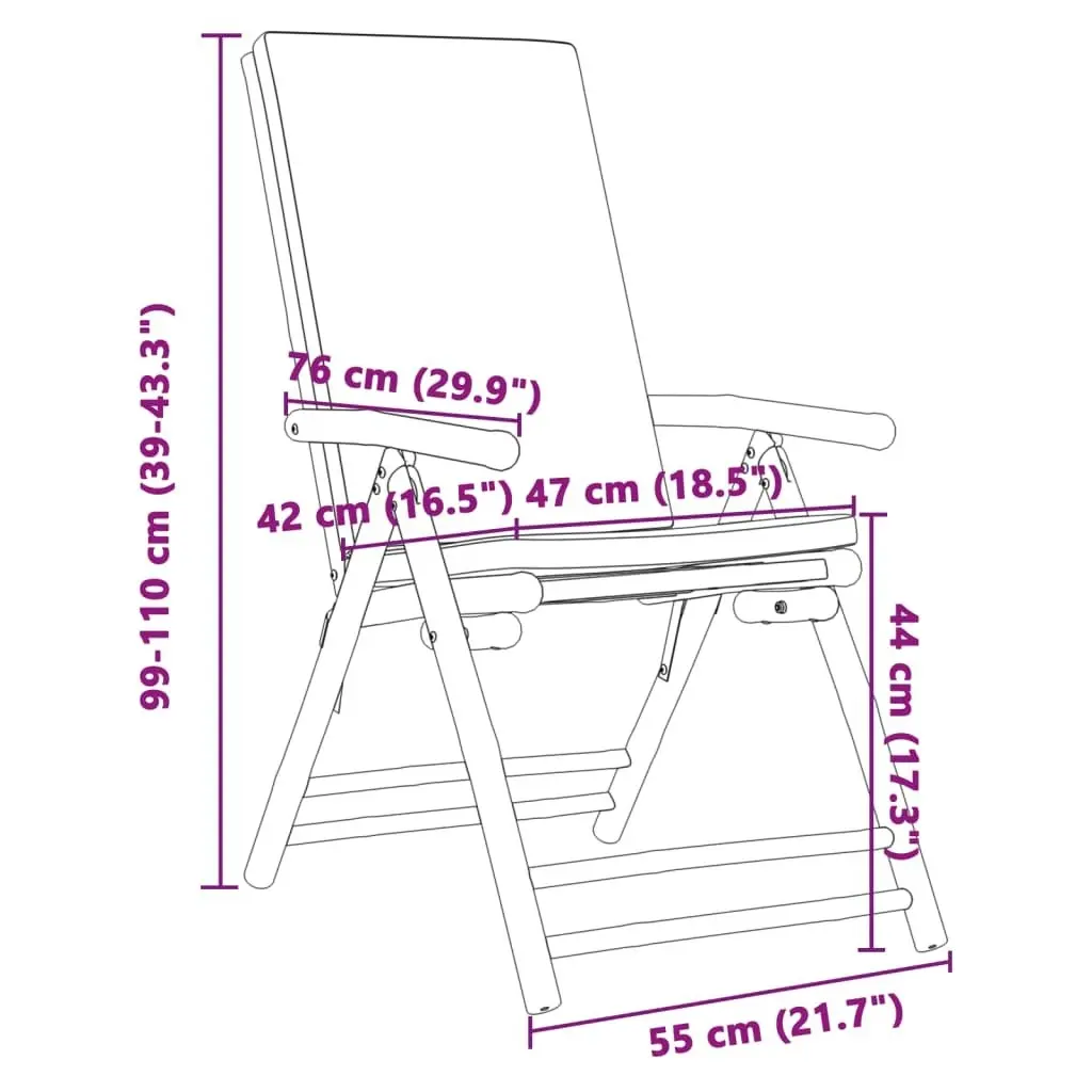 6 Piece Folding Bistro Chairs with Cream White Cushions Bamboo 3208928