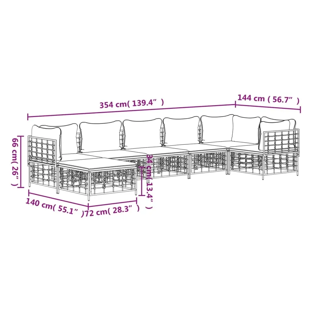 7 Piece Garden Lounge Set with Cushions Anthracite Poly Rattan 3186774