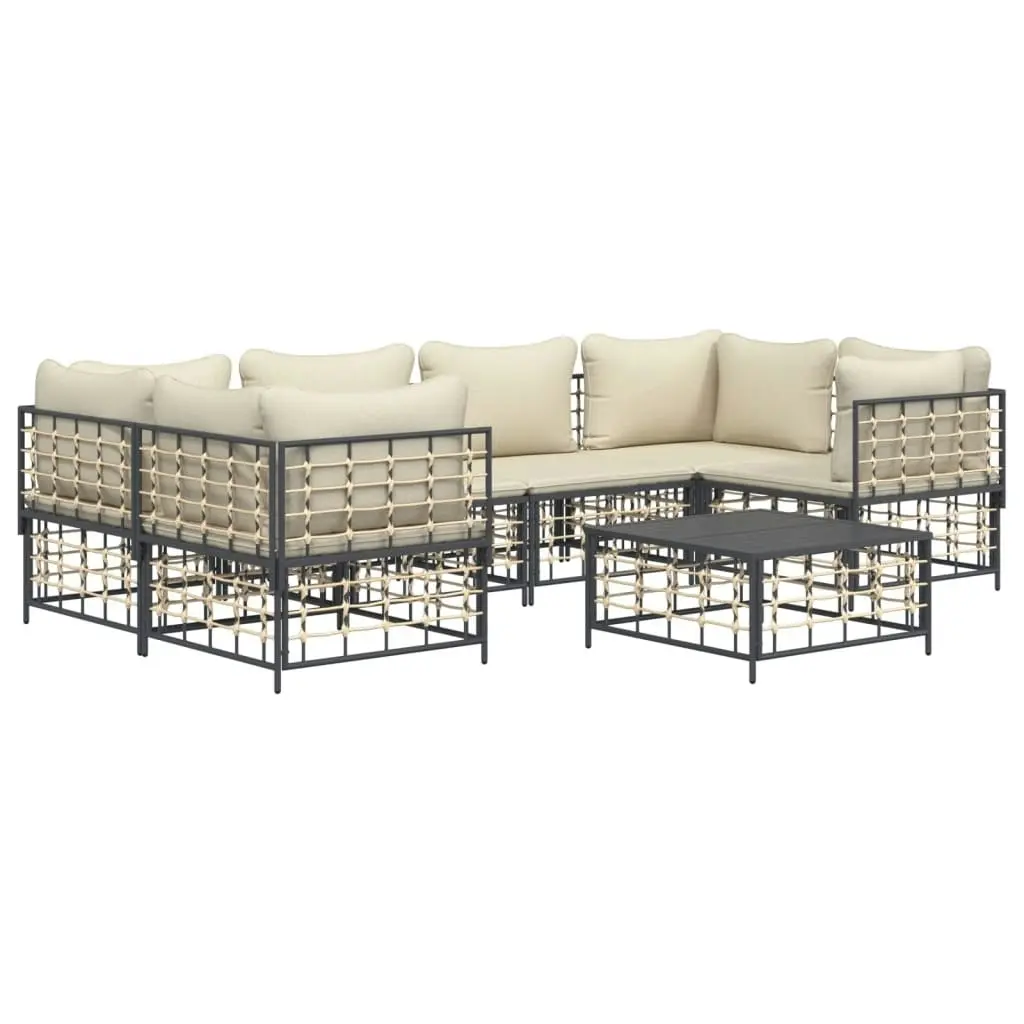 7 Piece Garden Lounge Set with Cushions Anthracite Poly Rattan 3186798