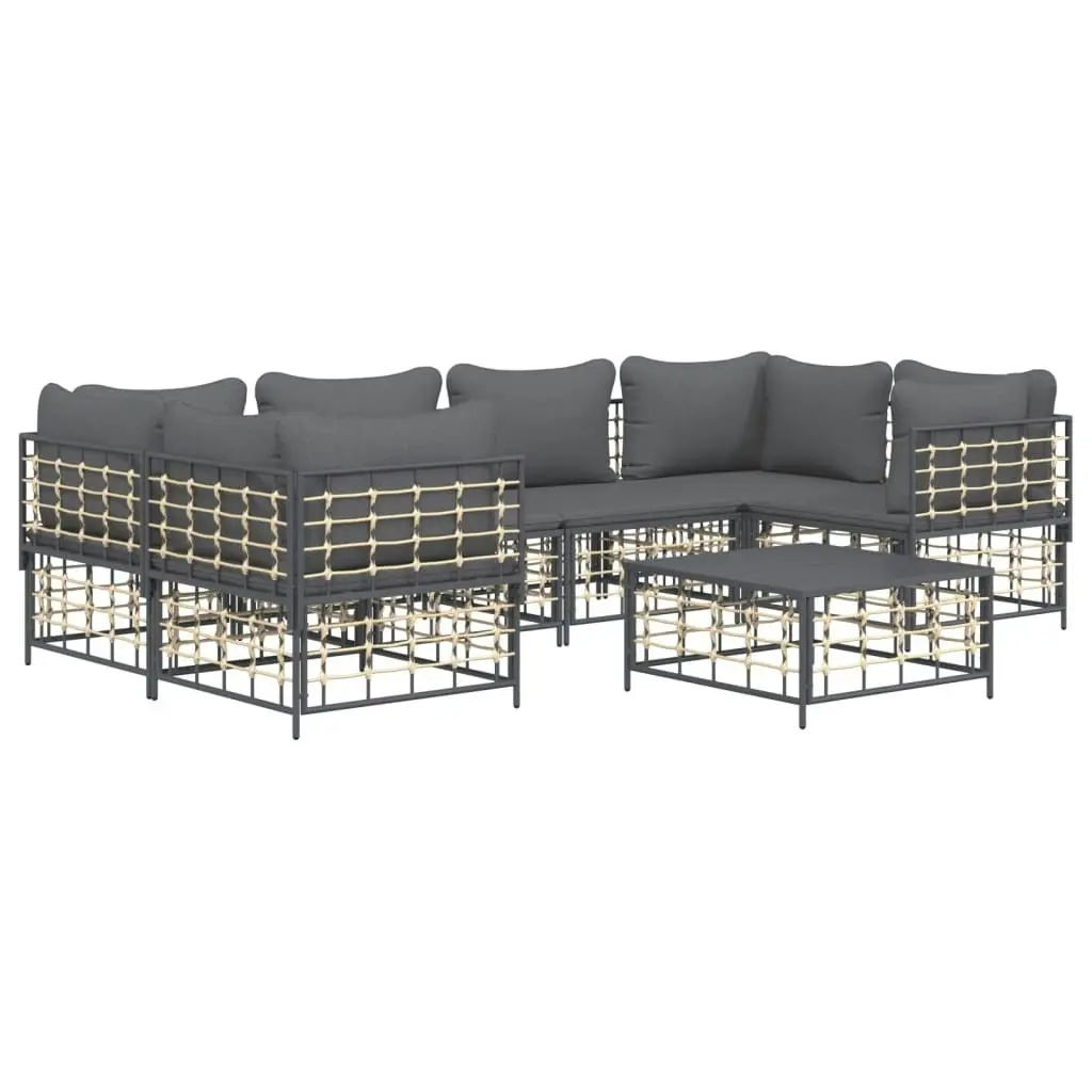 7 Piece Garden Lounge Set with Cushions Anthracite Poly Rattan 3186799