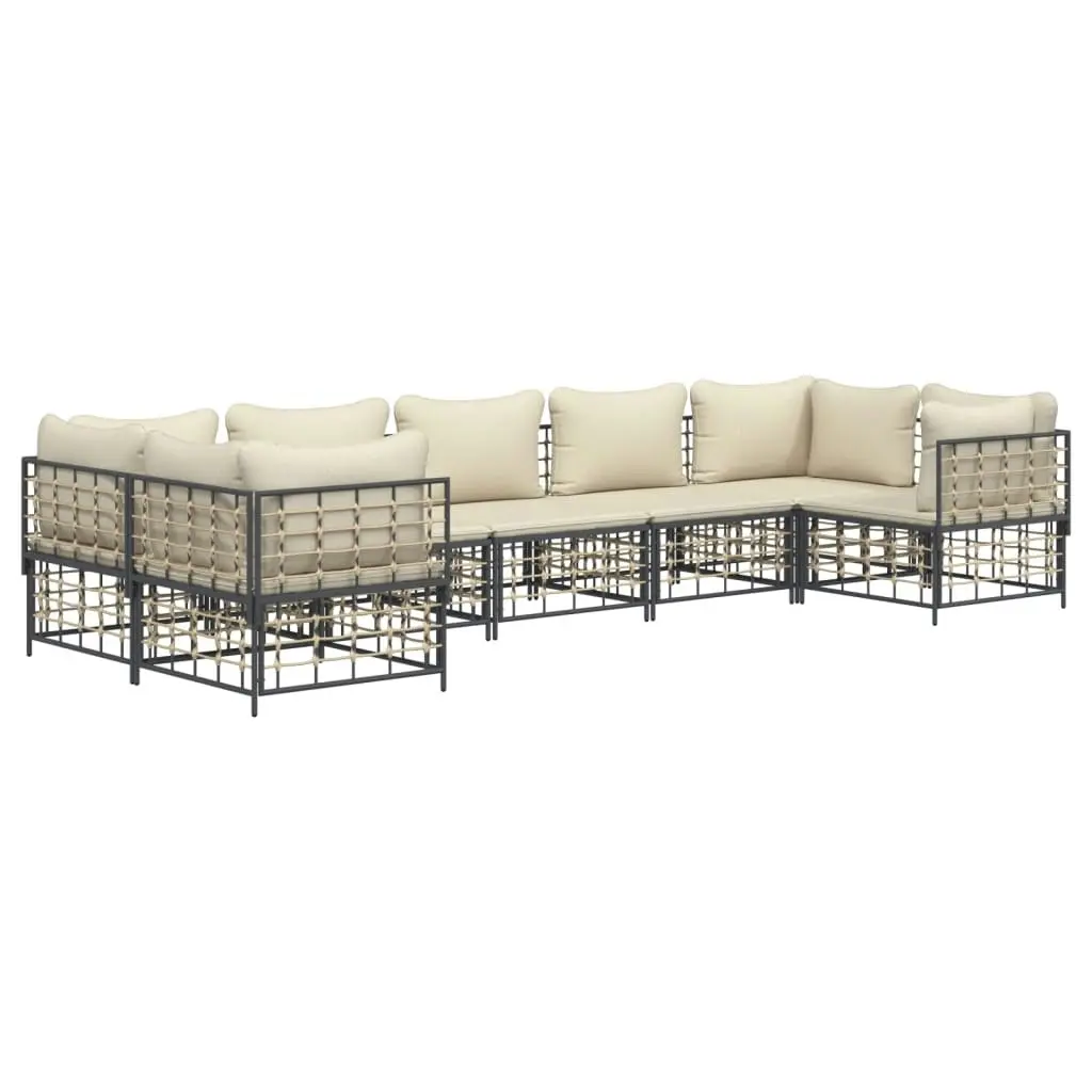 7 Piece Garden Lounge Set with Cushions Anthracite Poly Rattan 3186800