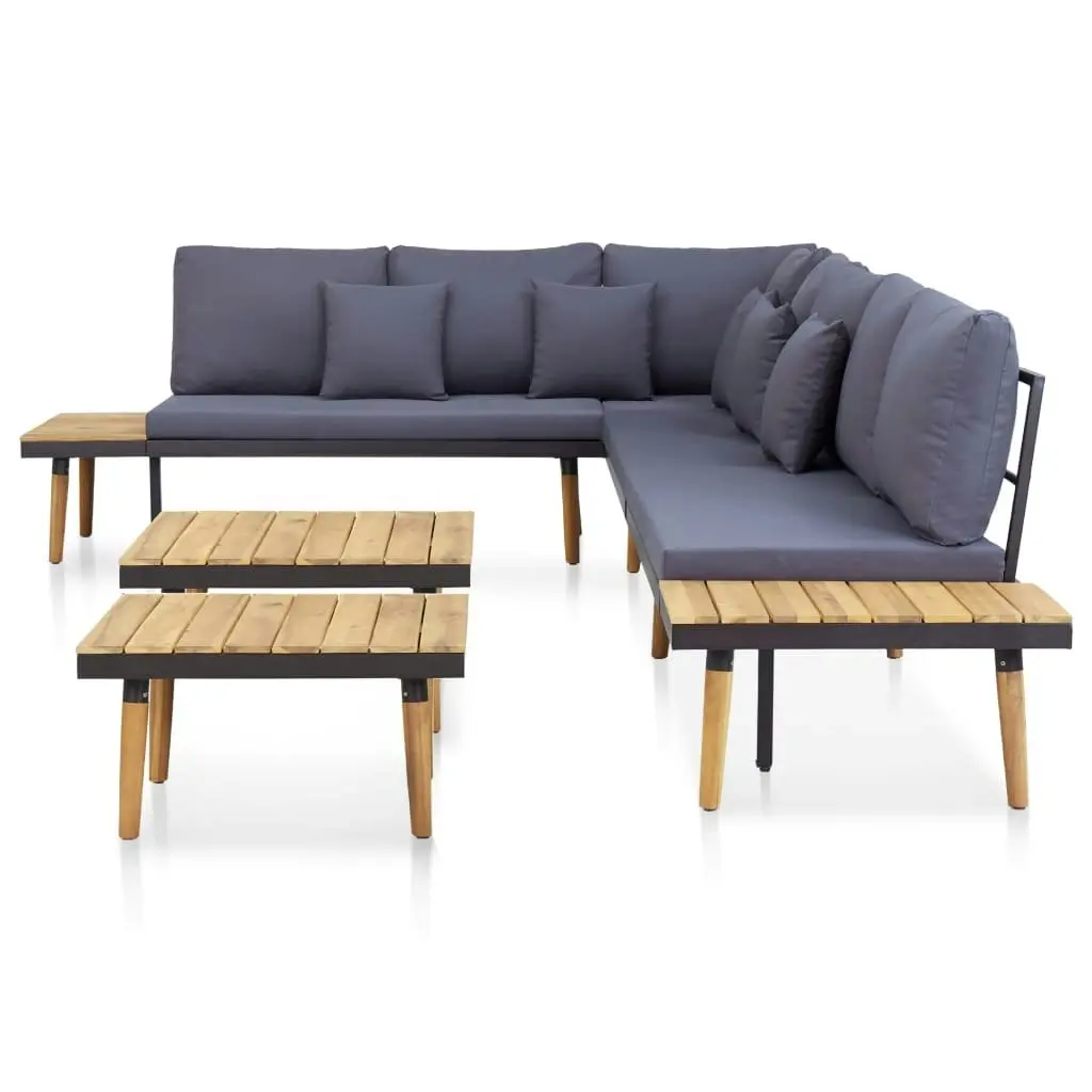 7-Seater Garden Lounge Set with Cushions Solid Acacia Wood Brown 46483