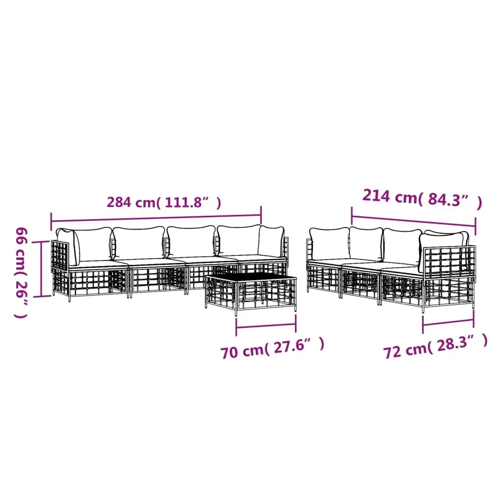 8 Piece Garden Lounge Set with Cushions Anthracite Poly Rattan 3186706