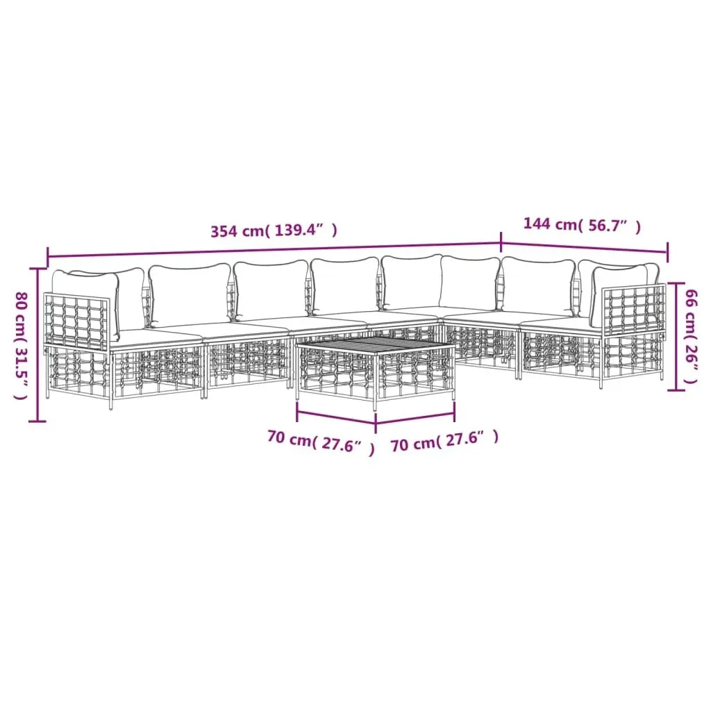 8 Piece Garden Lounge Set with Cushions Anthracite Poly Rattan 3186762