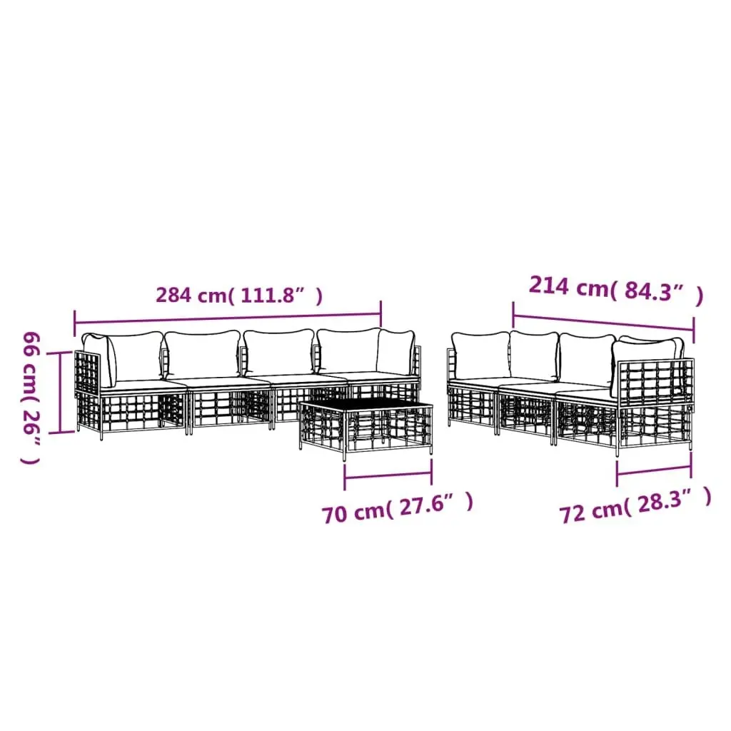 8 Piece Garden Lounge Set with Cushions Anthracite Poly Rattan 3186707