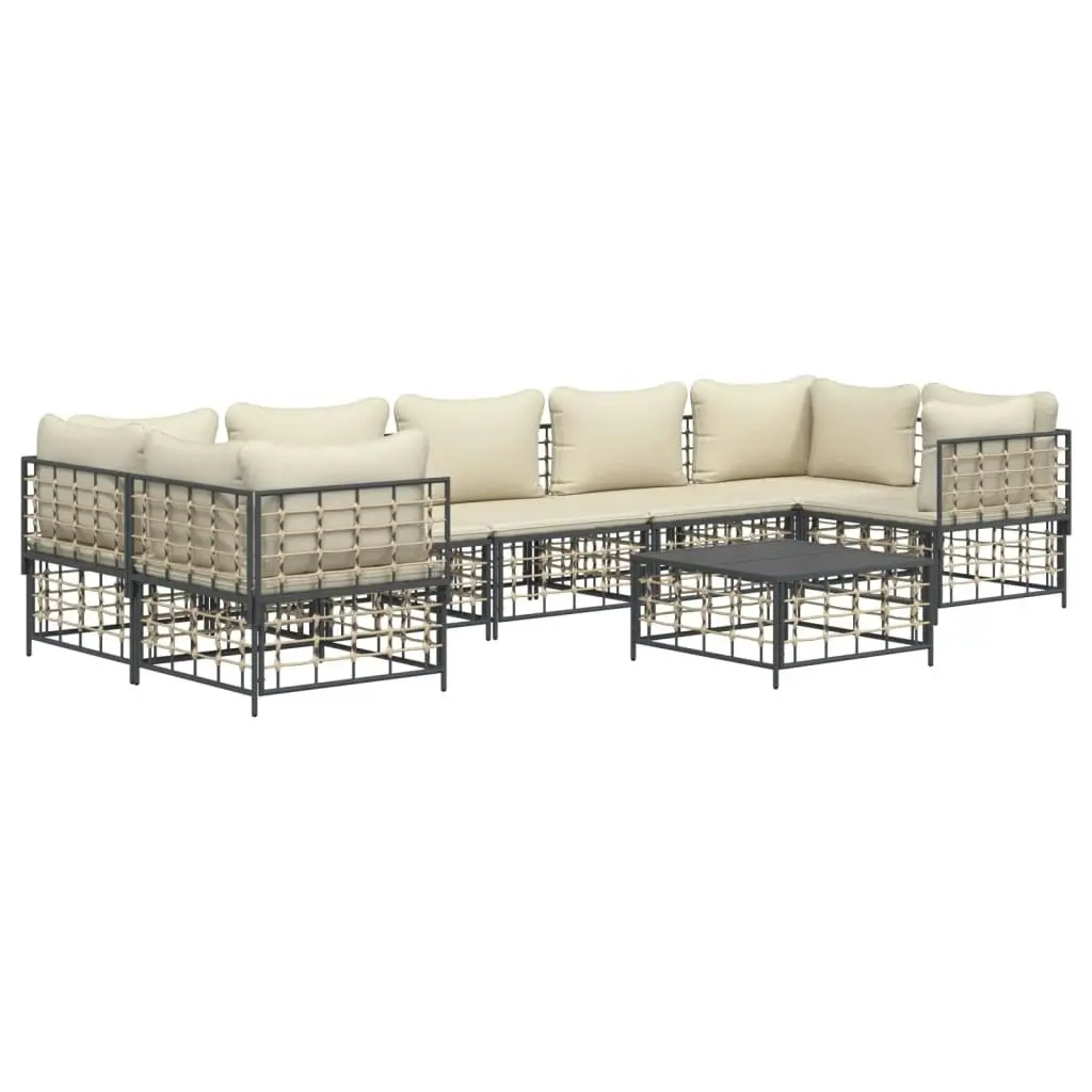 8 Piece Garden Lounge Set with Cushions Anthracite Poly Rattan 3186802