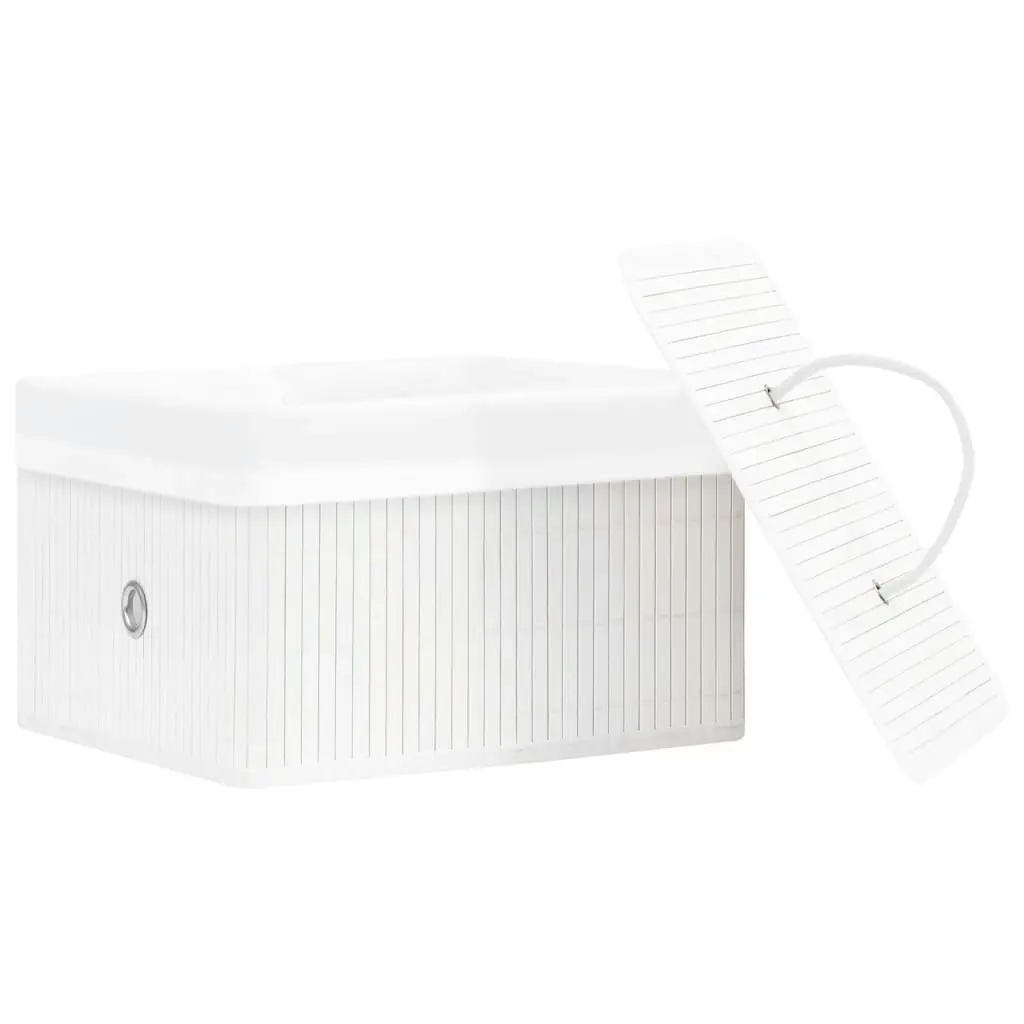 Bamboo Storage Boxes 4 pcs White 320766