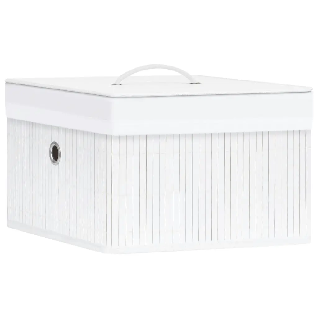 Bamboo Storage Boxes 4 pcs White 320766