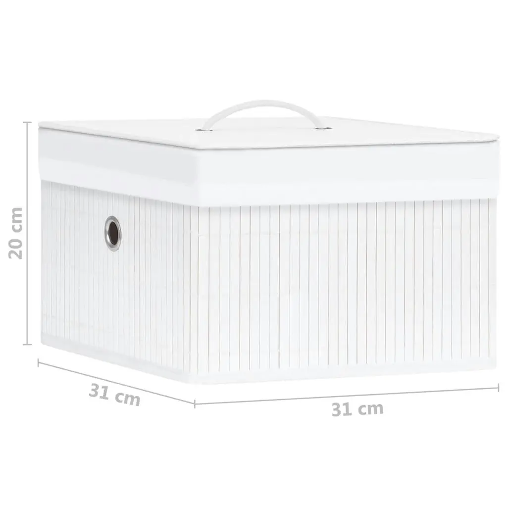 Bamboo Storage Boxes 4 pcs White 320766