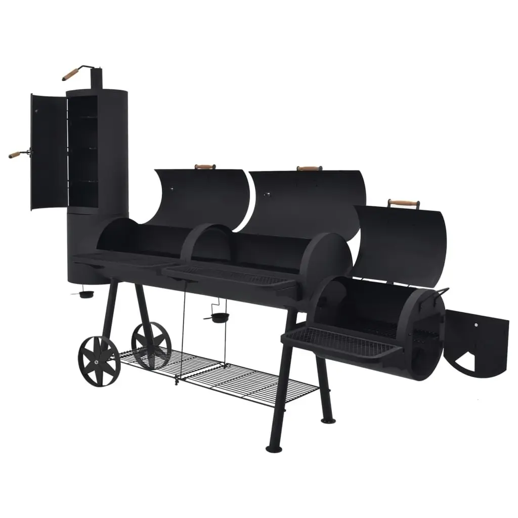 BBQ Charcoal Smoker with Bottom Shelf Black Heavy XXXL 43156