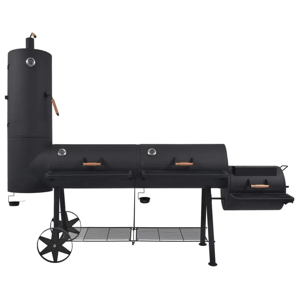 BBQ Charcoal Smoker with Bottom Shelf Black Heavy XXXL 43156