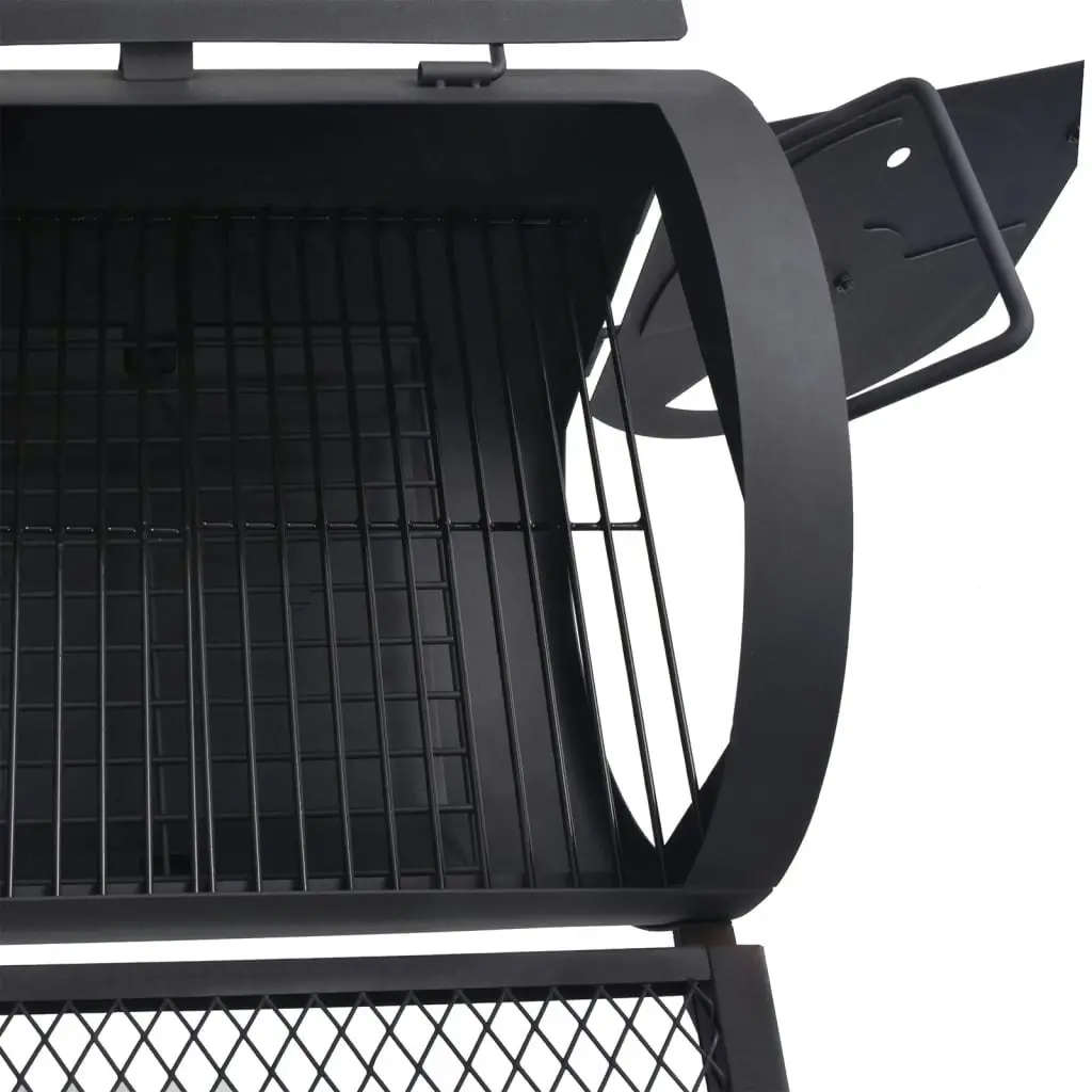 BBQ Charcoal Smoker with Bottom Shelf Black Heavy XXL 43155