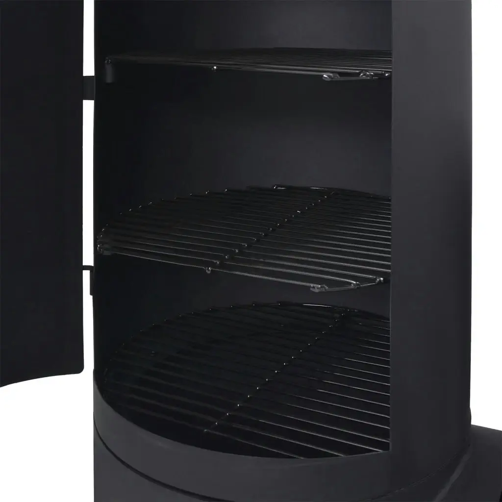 BBQ Charcoal Smoker with Bottom Shelf Black Heavy XXL 43155