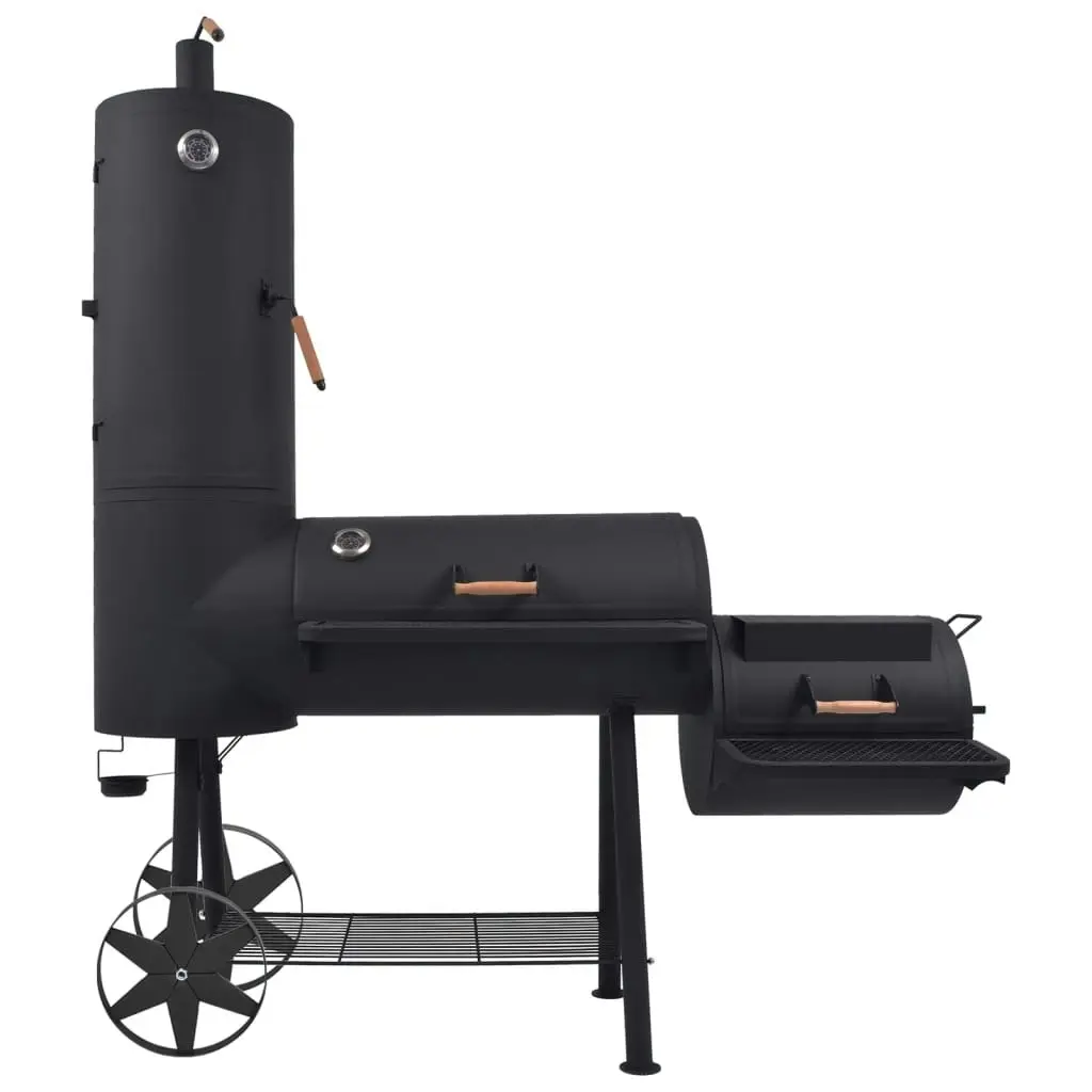 BBQ Charcoal Smoker with Bottom Shelf Black Heavy XXL 43155