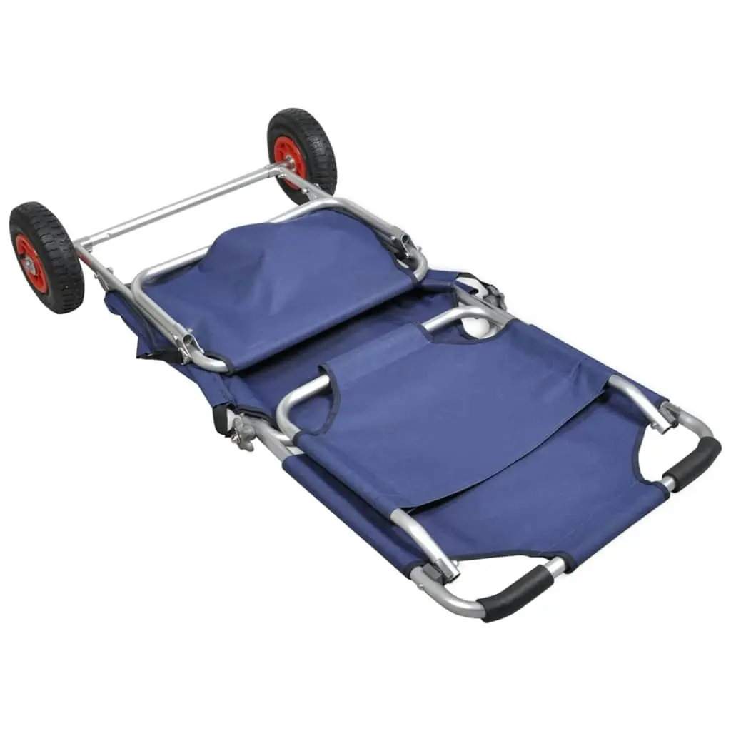 Beach Trolley with Wheels Portable Foldable Blue 90446