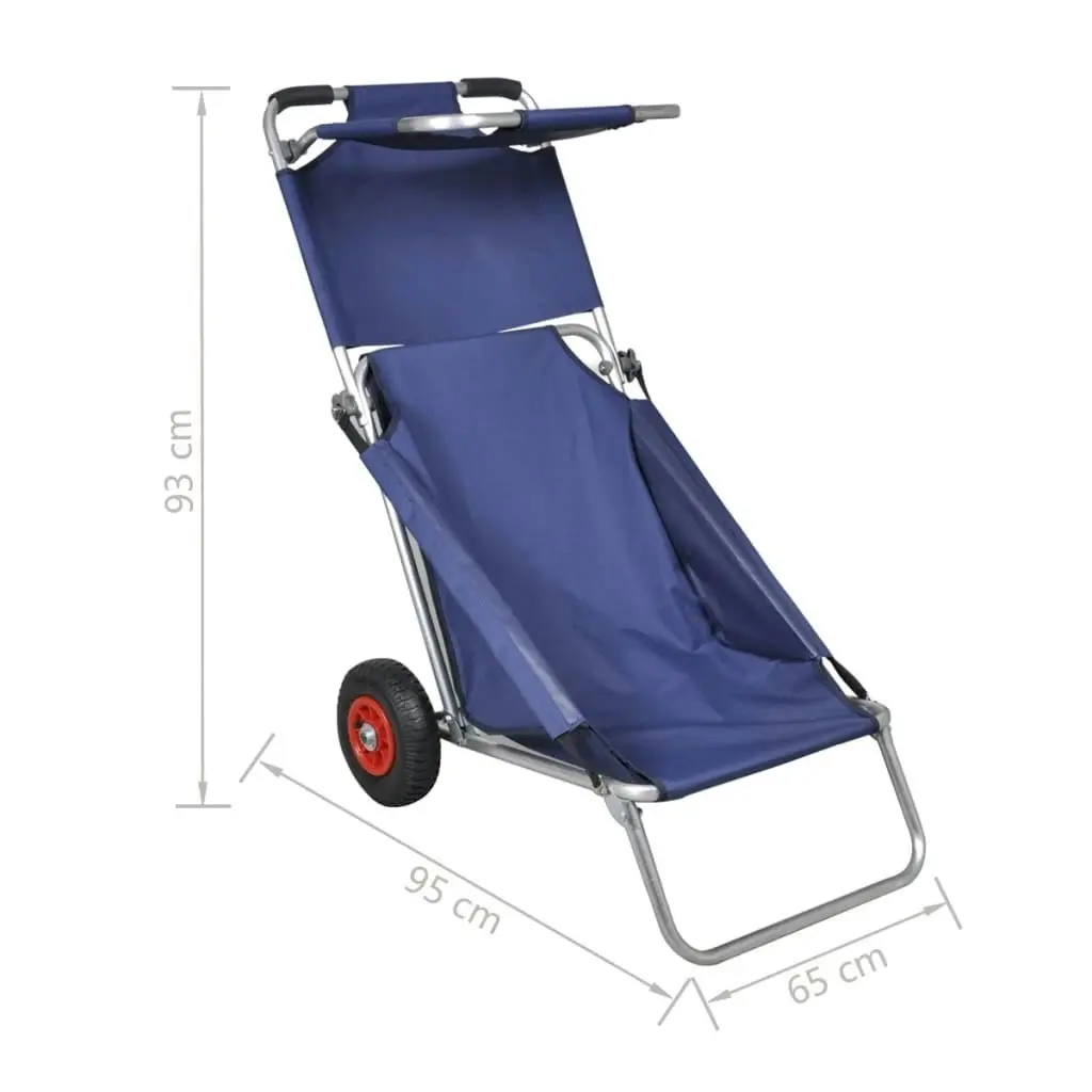 Beach Trolley with Wheels Portable Foldable Blue 90446