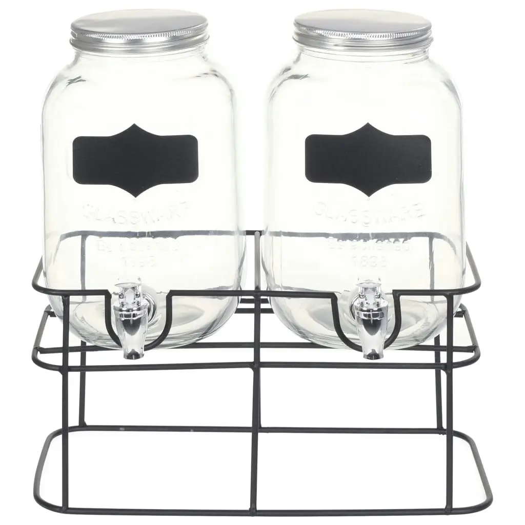 Beverage Dispensers 2 pcs with Stand 2 x 4  L Glass 50830