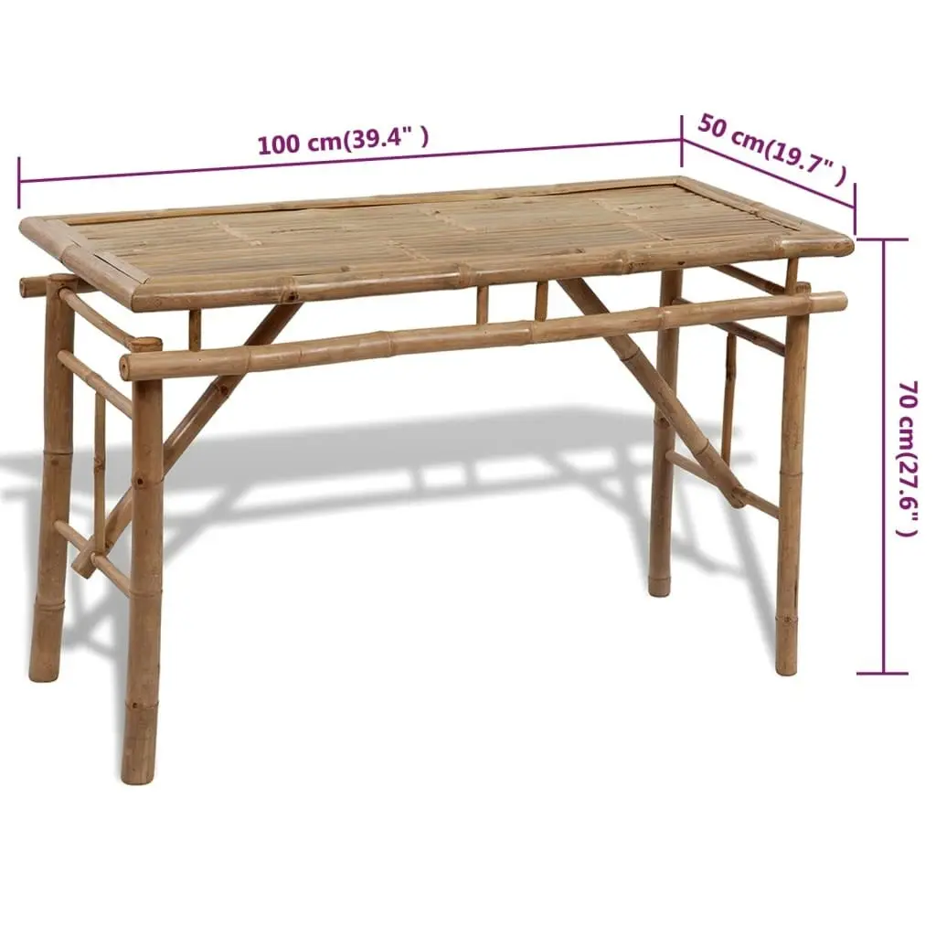 Beer Table with 2 Benches 100 cm Bamboo 41502