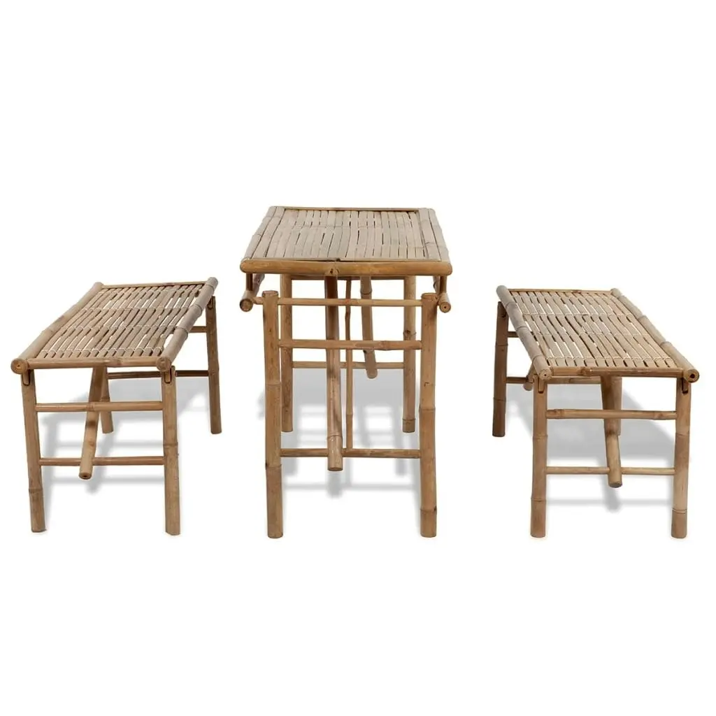 Beer Table with 2 Benches 100 cm Bamboo 41502