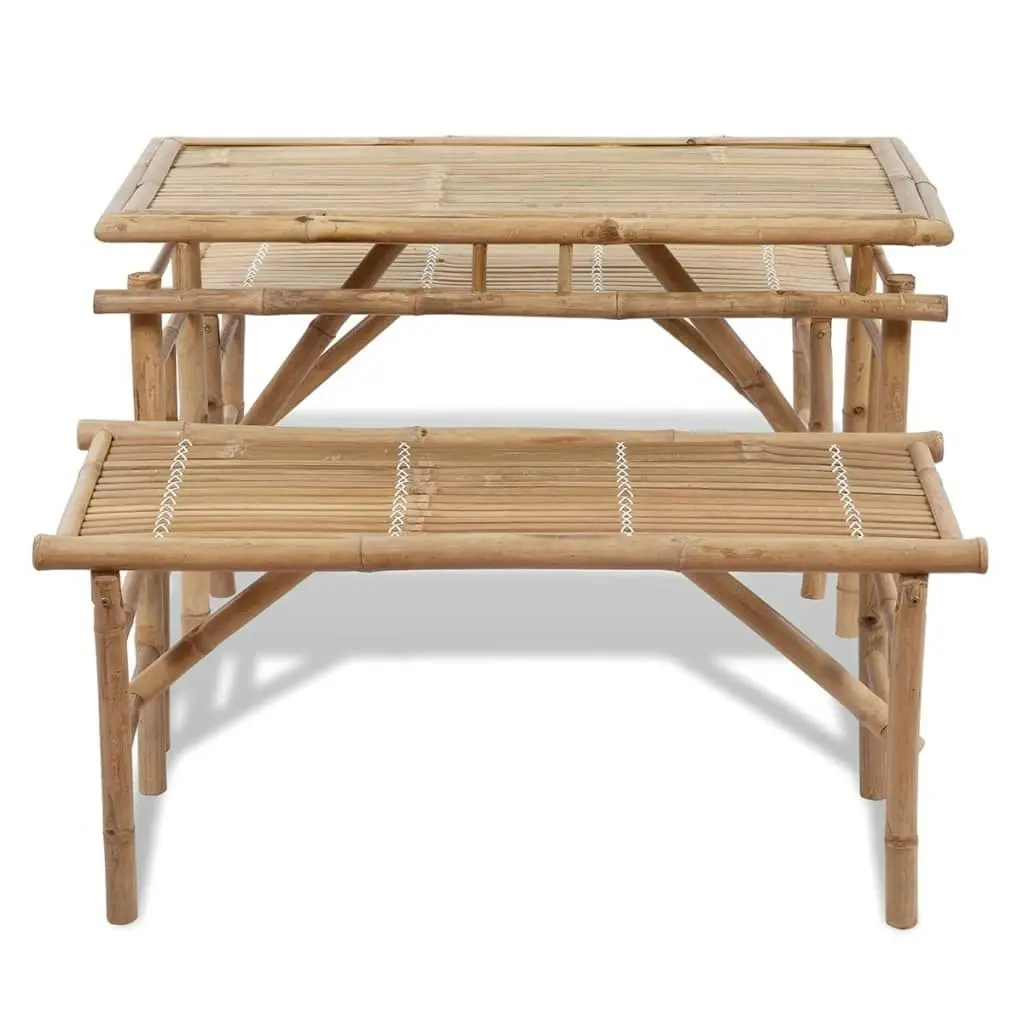 Beer Table with 2 Benches 100 cm Bamboo 41502