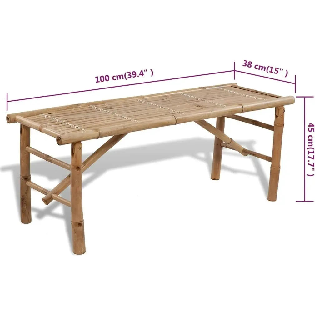 Beer Table with 2 Benches 100 cm Bamboo 41502