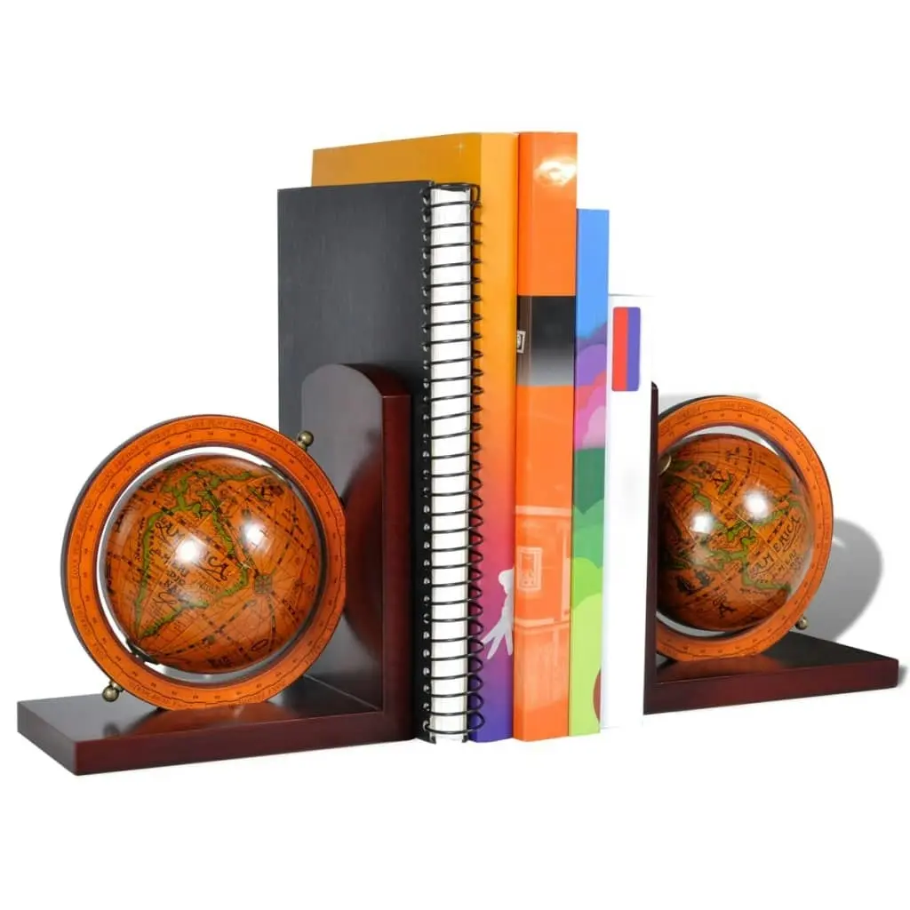 Bookstand World Map Globe Bookend Classic A Pair 240729