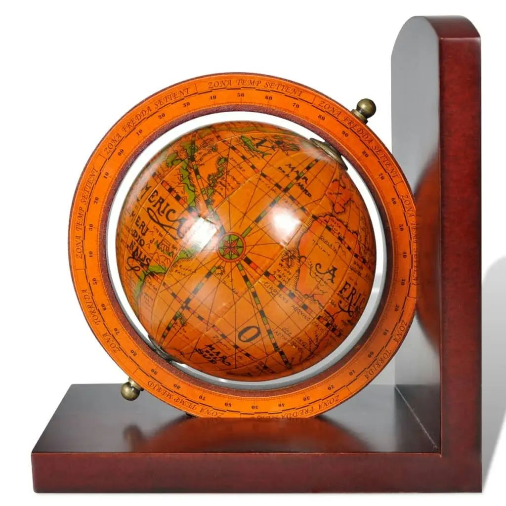 Bookstand World Map Globe Bookend Classic A Pair 240729