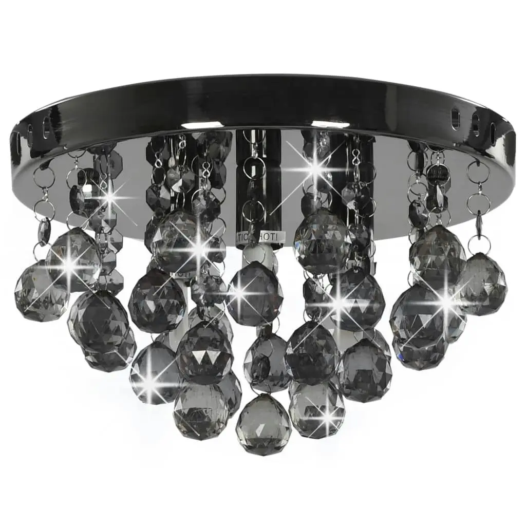 Ceiling Lamp with Smoky Beads Black Round G9 281581