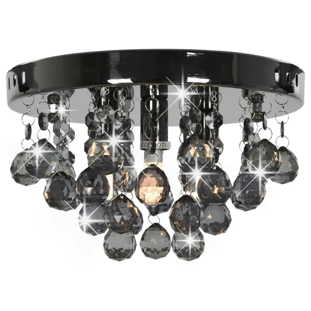 Ceiling Lamp with Smoky Beads Black Round G9 281581