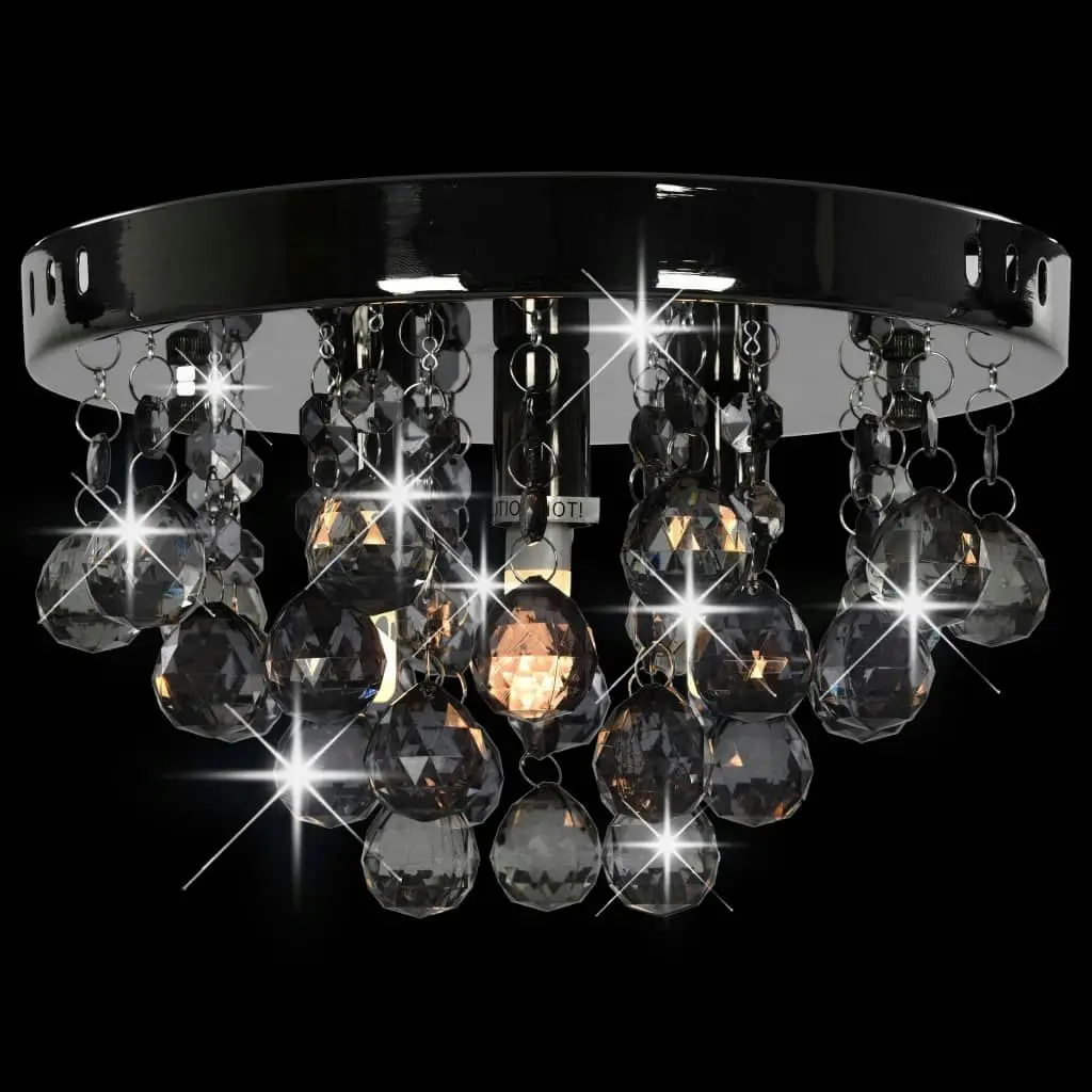 Ceiling Lamp with Smoky Beads Black Round G9 281581