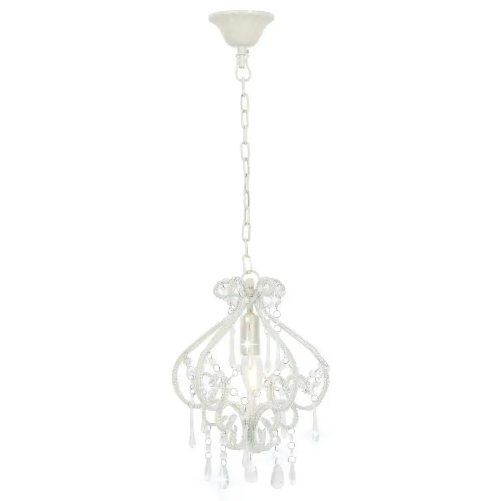 Ceiling Lamp with Beads White Round E14 281593