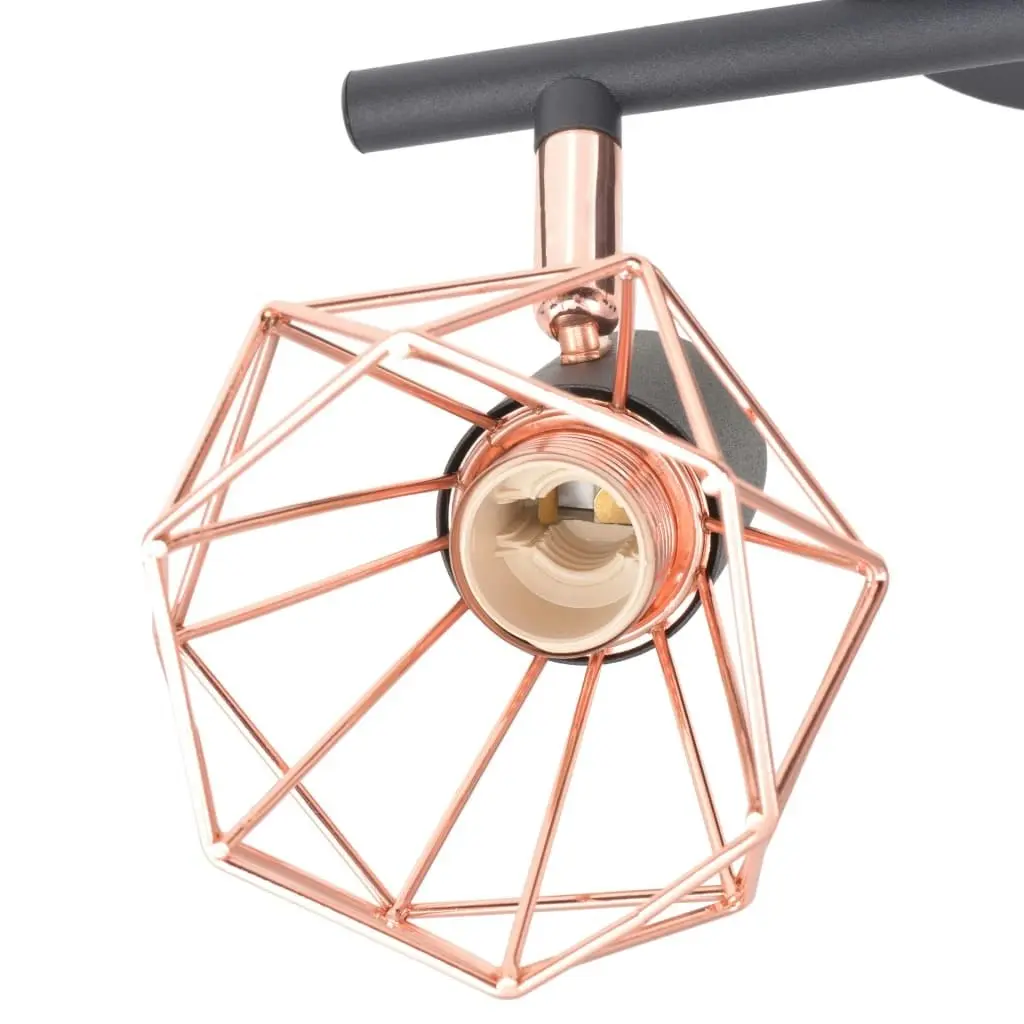 Ceiling Lamp with 2 Spotlights E14 Black and Copper 244389