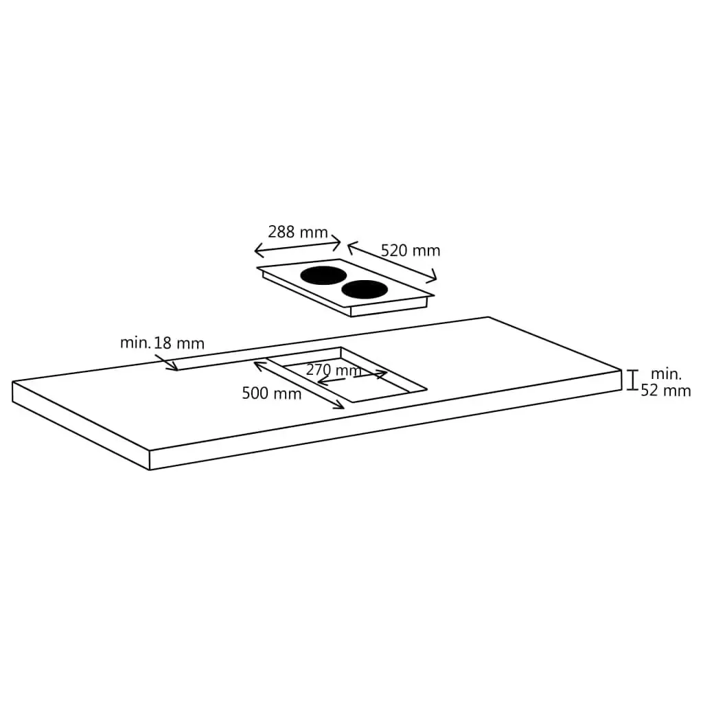 Ceramic Hob with 2 Burners Touch Control 3000 W 51734