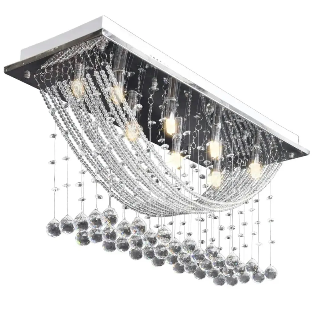 Ceiling Lamp with Glittering Glass Crystal Beads 8 x G9 29 cm 241391