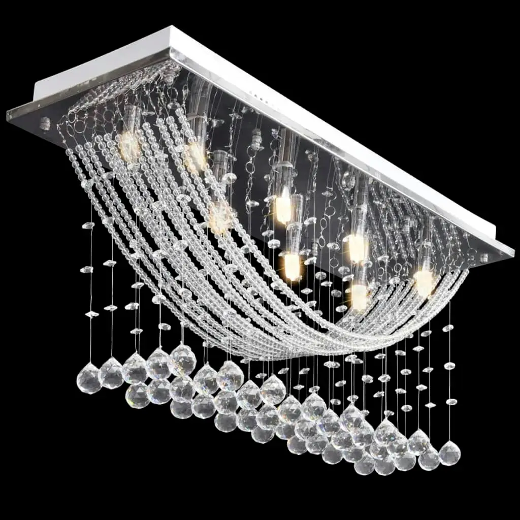 Ceiling Lamp with Glittering Glass Crystal Beads 8 x G9 29 cm 241391