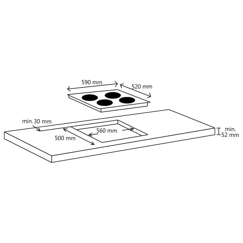 Ceramic Hob with 4 Burners Touch Control 6600 W 51736